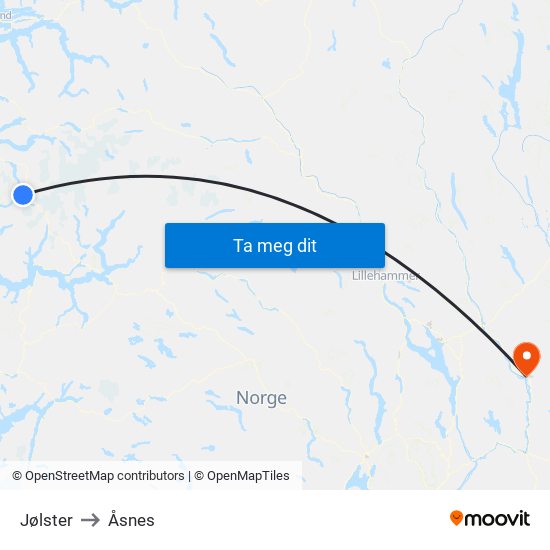 Jølster to Åsnes map