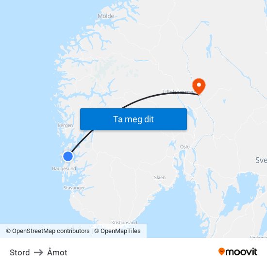 Stord to Åmot map