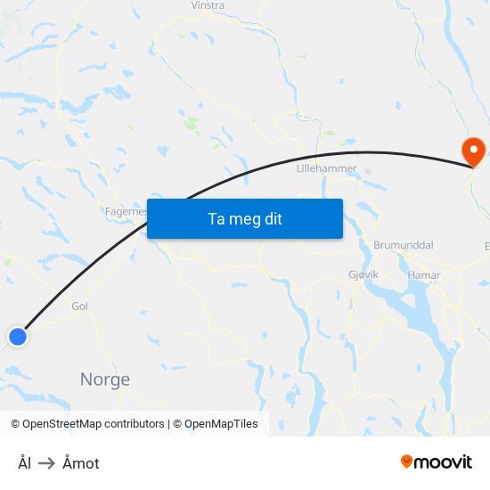 Ål to Åmot map