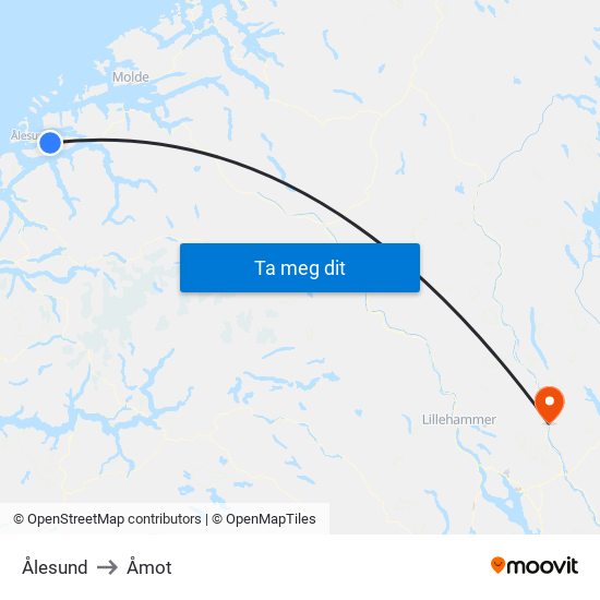 Ålesund to Åmot map