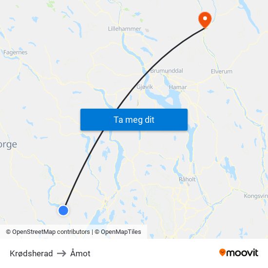 Krødsherad to Åmot map