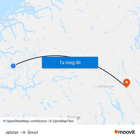 Jølster to Åmot map