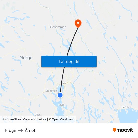 Frogn to Åmot map