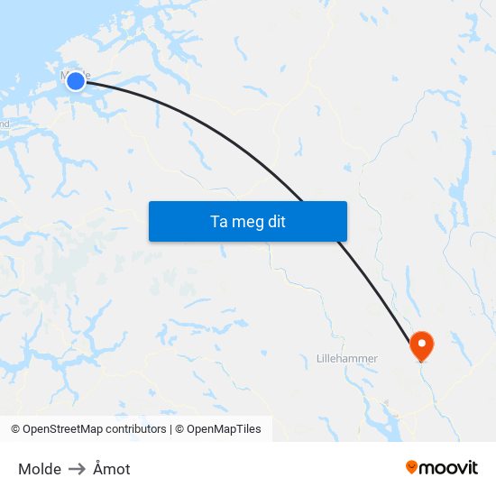Molde to Åmot map