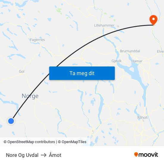 Nore Og Uvdal to Åmot map