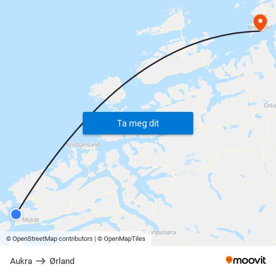 Aukra to Ørland map