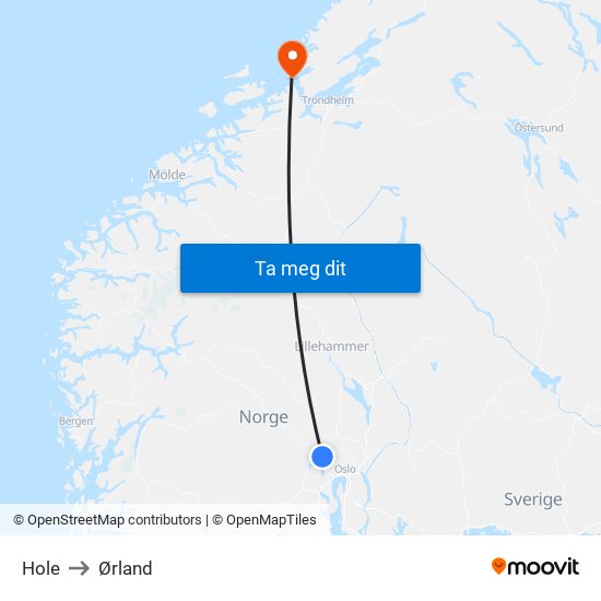 Hole to Ørland map