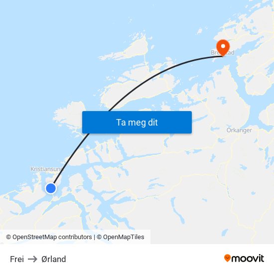 Frei to Ørland map