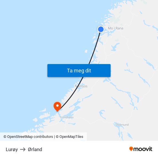 Lurøy to Ørland map