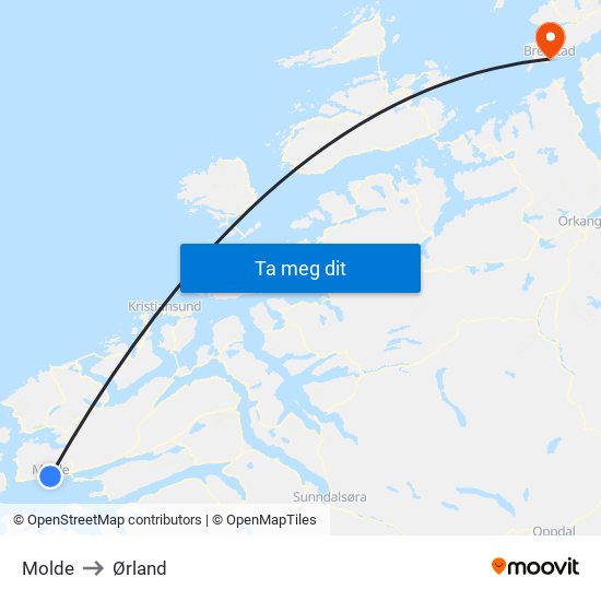 Molde to Ørland map