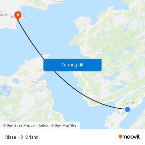 Rissa to Ørland map