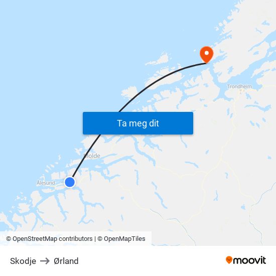 Skodje to Ørland map