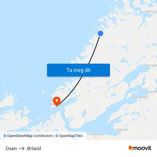 Osen to Ørland map