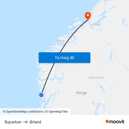 Byparken to Ørland map