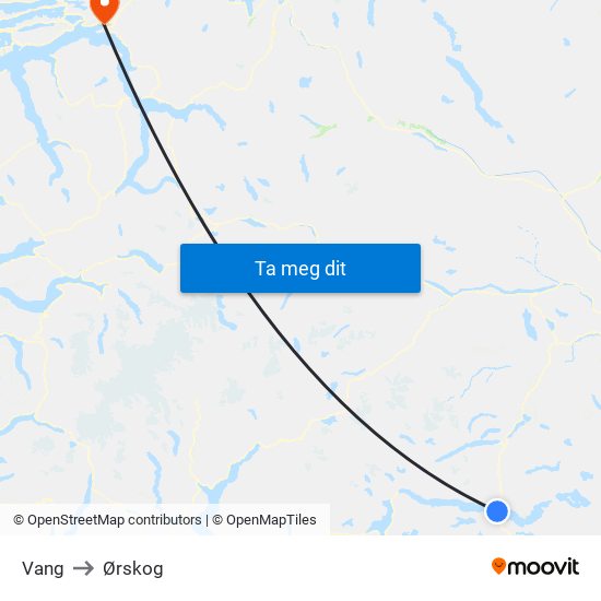 Vang to Ørskog map