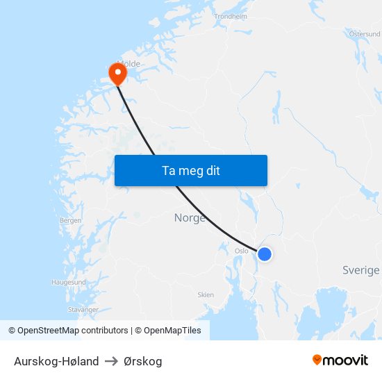 Aurskog-Høland to Ørskog map