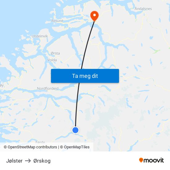 Jølster to Ørskog map