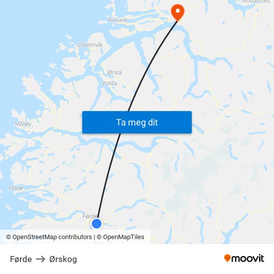 Førde to Ørskog map