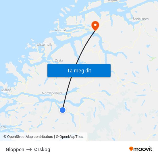 Gloppen to Ørskog map