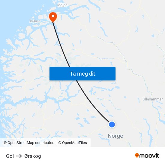 Gol to Ørskog map