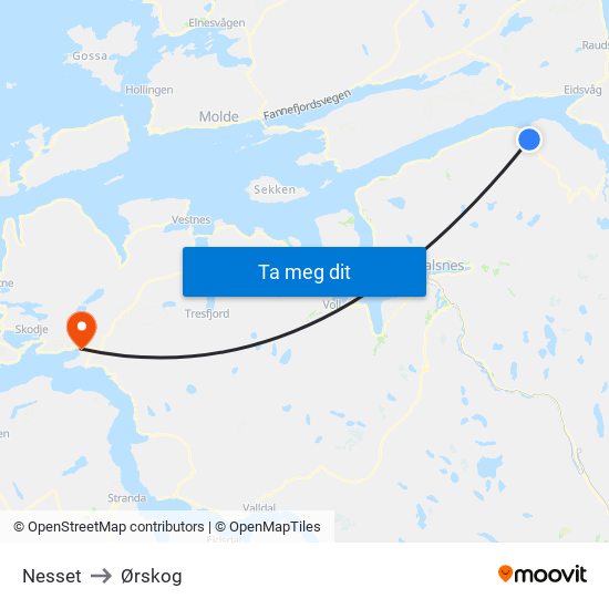 Nesset to Ørskog map