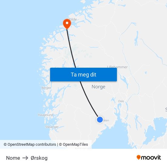 Nome to Ørskog map