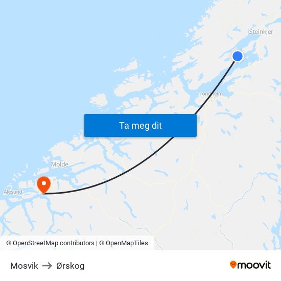 Mosvik to Ørskog map