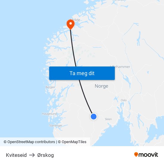 Kviteseid to Ørskog map
