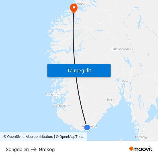 Songdalen to Ørskog map