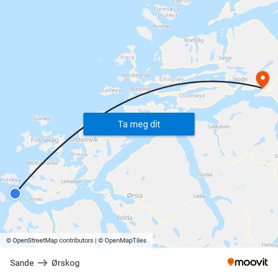 Sande to Ørskog map