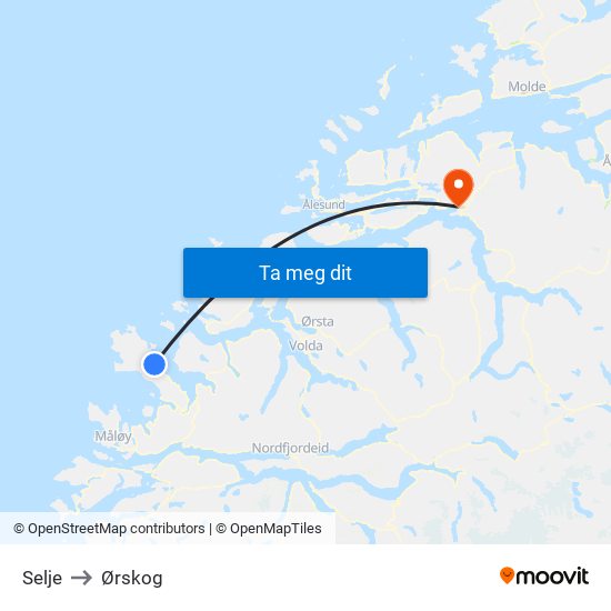 Selje to Ørskog map