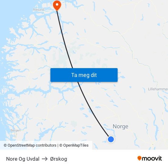 Nore Og Uvdal to Ørskog map