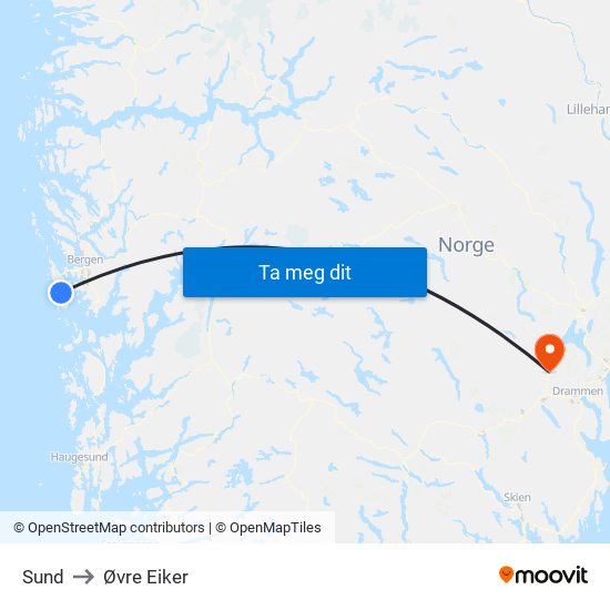 Sund to Øvre Eiker map