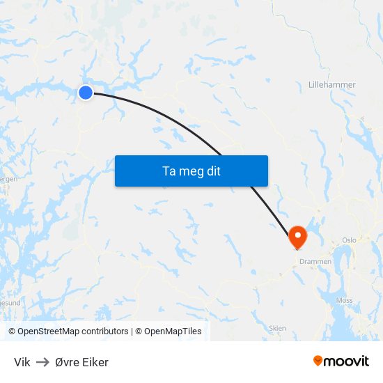 Vik to Øvre Eiker map