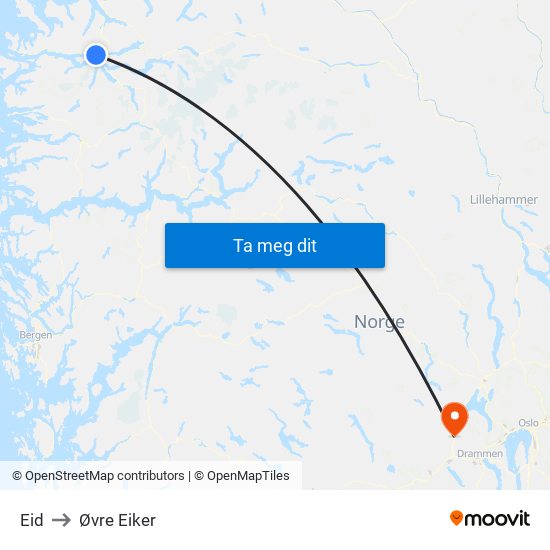 Eid to Øvre Eiker map