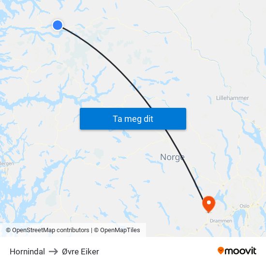 Hornindal to Øvre Eiker map