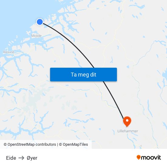 Eide to Øyer map