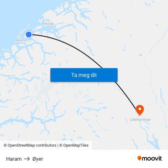 Haram to Øyer map