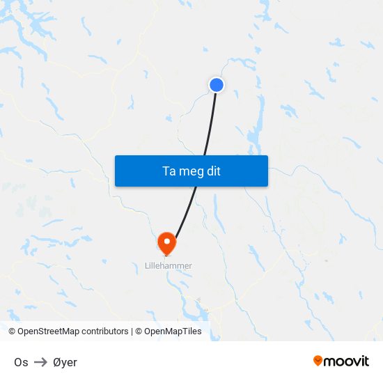 Os to Øyer map