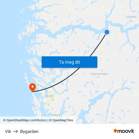 Vik to Øygarden map