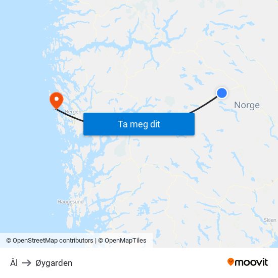Ål to Øygarden map