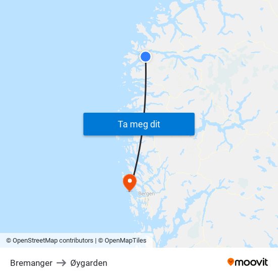 Bremanger to Øygarden map