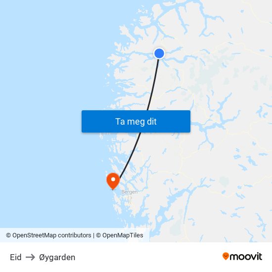 Eid to Øygarden map
