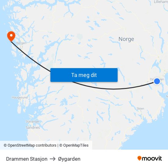 Drammen Stasjon to Øygarden map