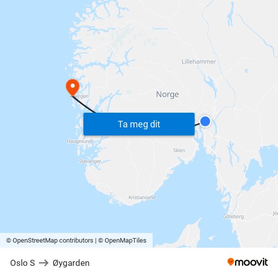 Oslo S to Øygarden map