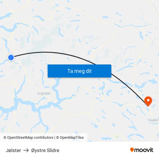 Jølster to Øystre Slidre map