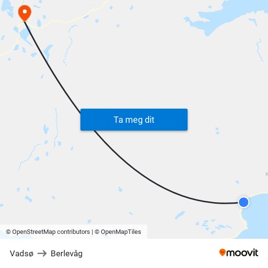 Vadsø to Berlevåg map