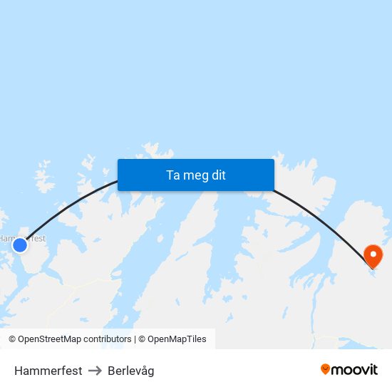 Hammerfest to Berlevåg map