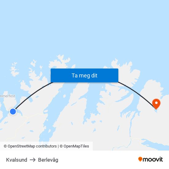 Kvalsund to Berlevåg map