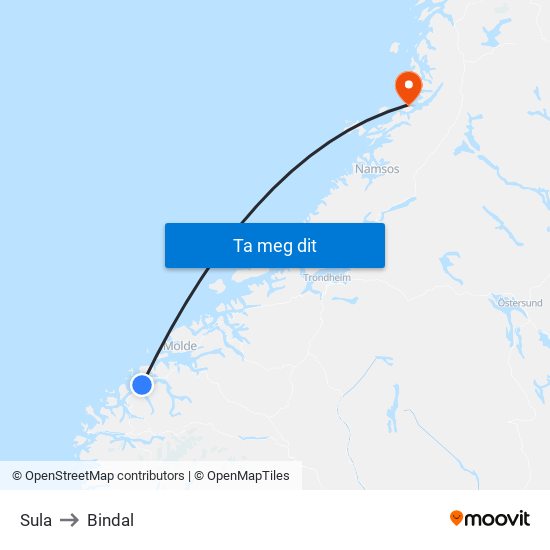 Sula to Bindal map